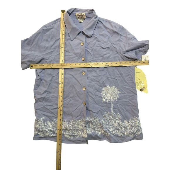 NEW WITH TAGS Natural Elements Womens Size 1X Silk Hawaiian Camp Shirt blue/purp - Picture 9 of 9